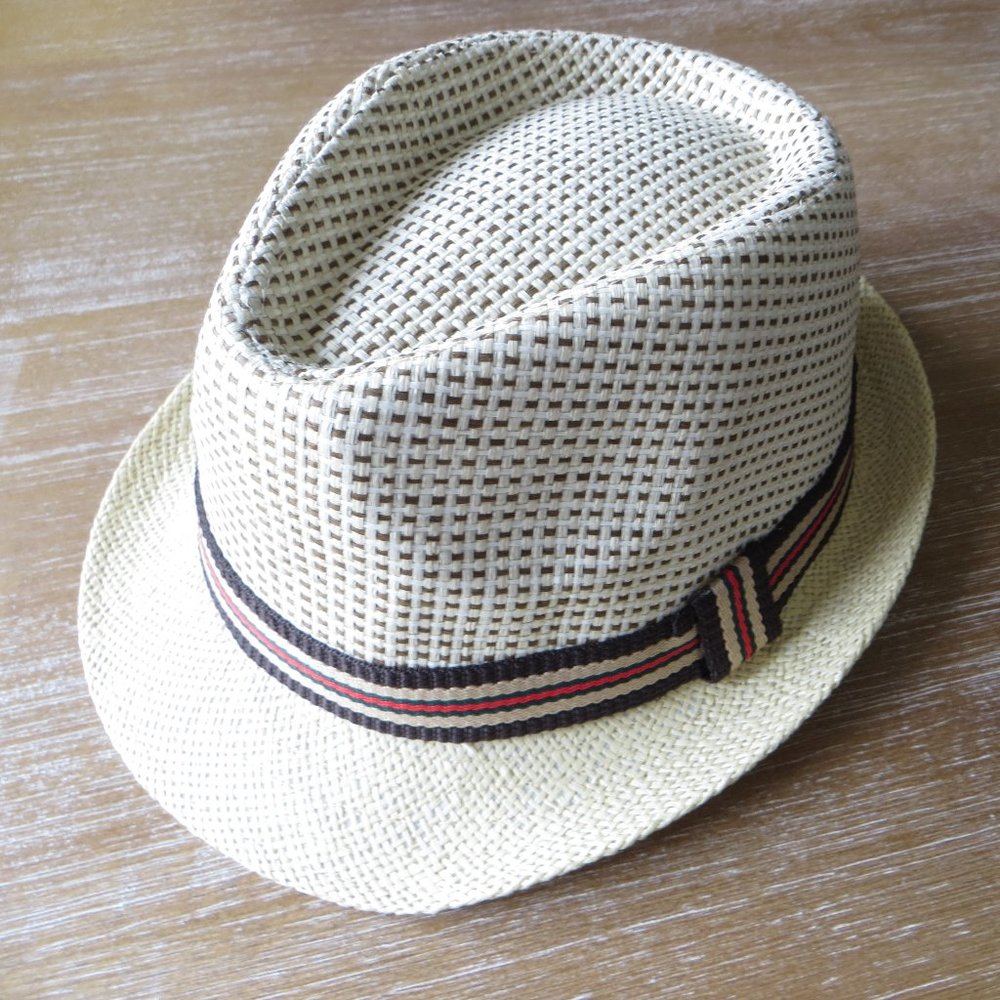 NEW Women's Straw Fedora Hat - Cream / Brown Color
